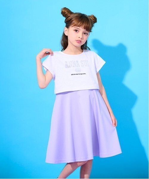 セール】ラインストーンロゴTシャツ＋ワンピースセット（ワンピース