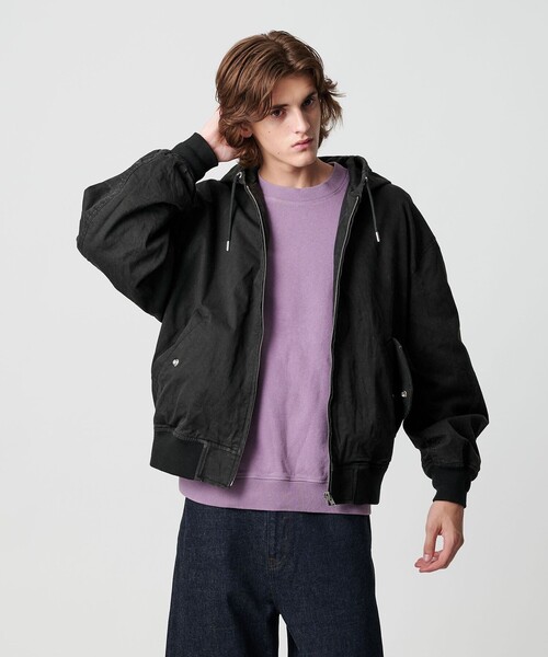 セール】ピグメント プリント ジップ フード ジャケット -セットアップ