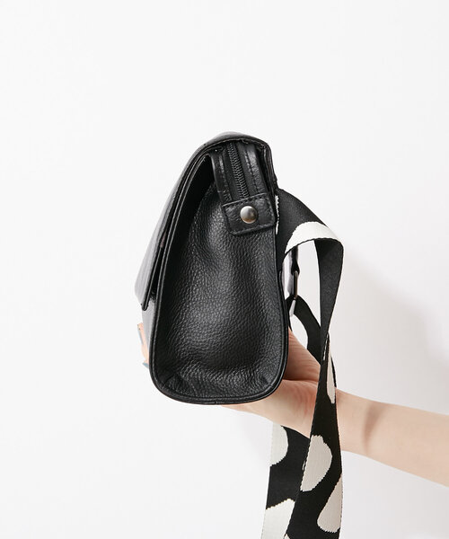 本革/470g》ワイドテープショルダーバッグ/ボディバッグ（ショルダー