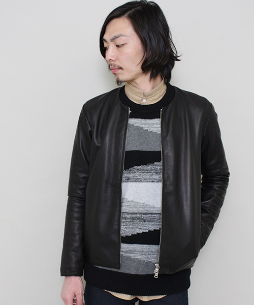 Lui's（ルイス）の「Lui's(ルイス) ノーカラーシングルレザーブルゾン