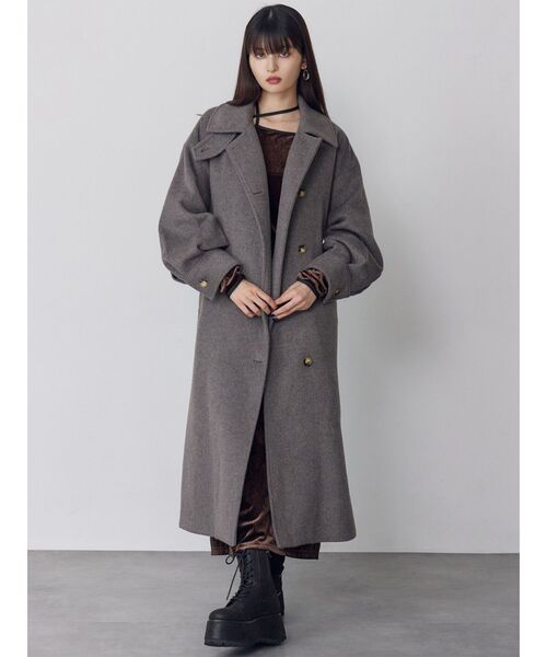 セール】スタンドネックダブルカラーコート（ステンカラーコート