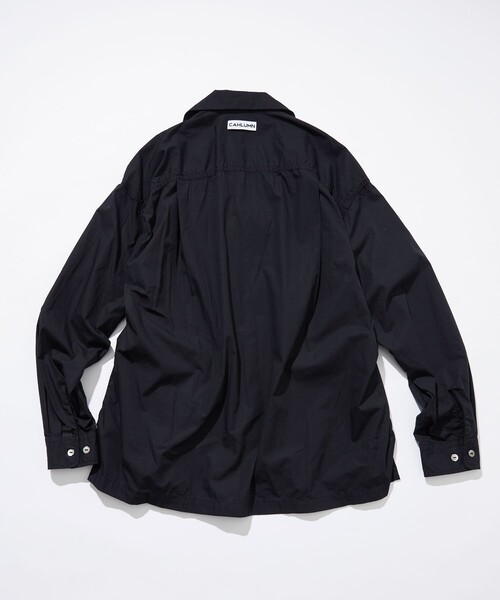 CAHLUMN/カウラム Magazine Pocket Broadcloth Open Collar Shirt