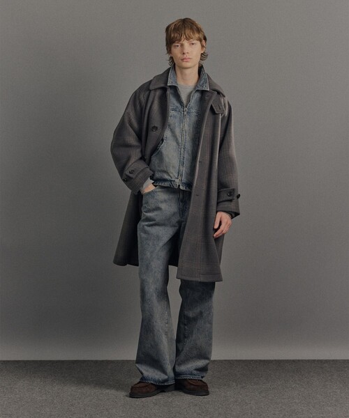 Super140s メルトンオーバーサイズバルカラーコート【チェック柄