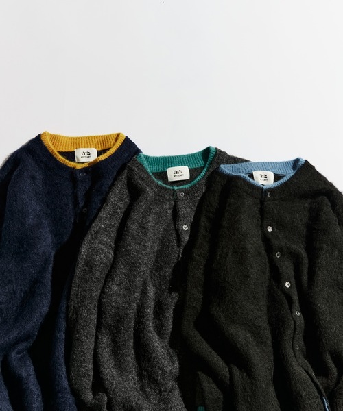 CREW NECK BRUSHED LAYERED CARDIGAN / クルーネックブラッシュド