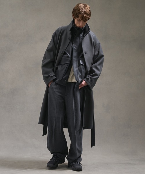 Super140s マルチウェイ メルトンオーバーサイズスタンドコート