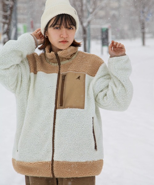 セール】【KANGOL】 ワンポイント ロゴ 刺繍 シープ ボアジャケット