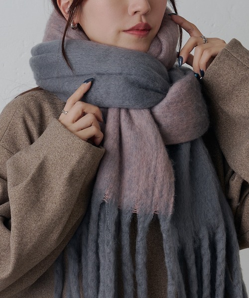 最高級品 バイカラー 艶ミンク マフラー 長さ135㎝ 最高級品 バイ