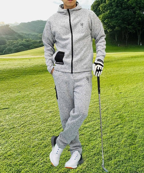 セール】ゴルフウェア 上下セットアップ ニットフリース ジップ