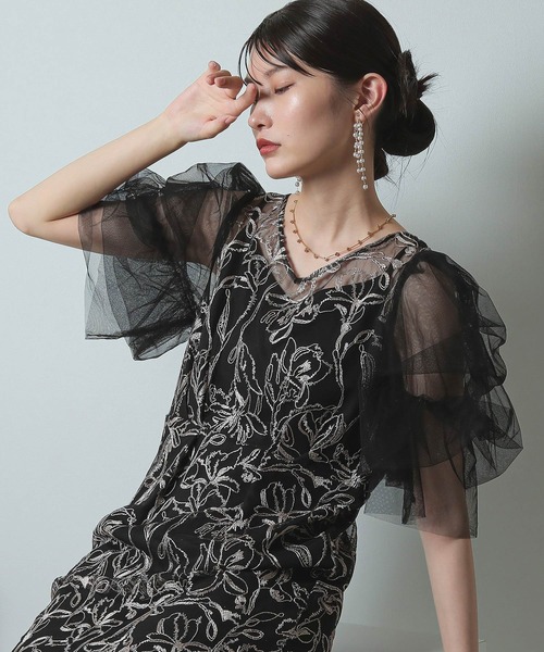 Kana（カナ）の「刺繍レース チュールスリーブ コクーン パーティー
