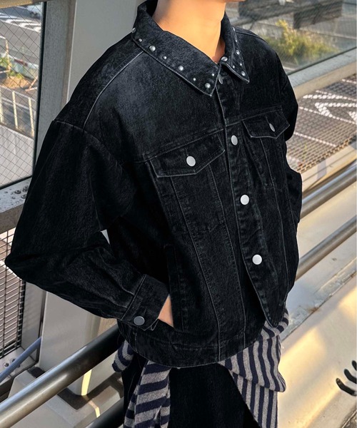 セール】Flocky Studs damage denim Jacket / フロッキースタッズ