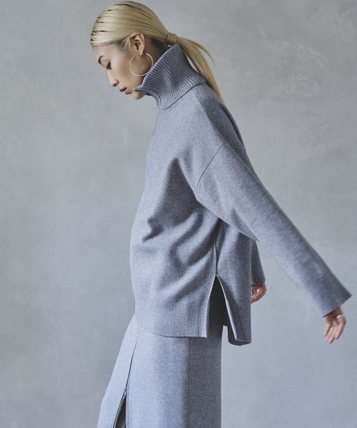 HEREIAM】マシンウォッシャブル可能/ファインタッチハーフZIPニット