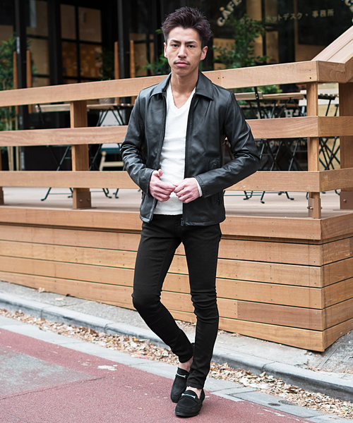 セール】襟付きシープレザーシングルライダースジャケット（ライダース