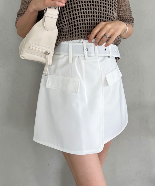 セール】太ベルト付き Y2Kミニ台形巻きスカート（スカート）｜CLEA