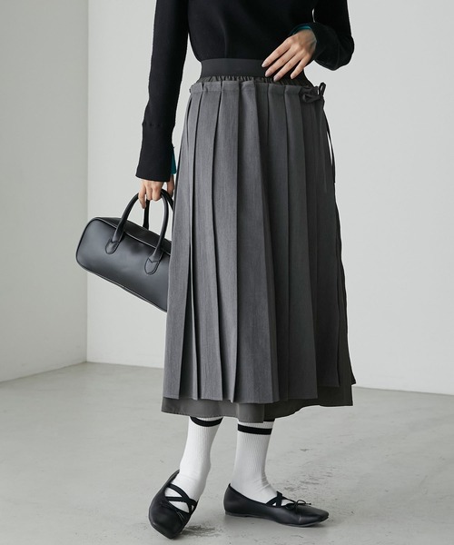 forksy.】膝丈プリーツ巻きスカート forksy.│MONO-MART [モノマート