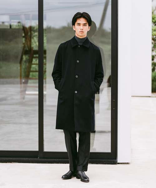 極美品 マッキントッシュ チェスターコート ストライプ 40 L ウール100