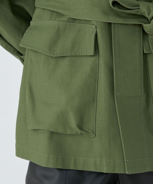 スラブバックサテン ミリタリージャケット（ミリタリージャケット