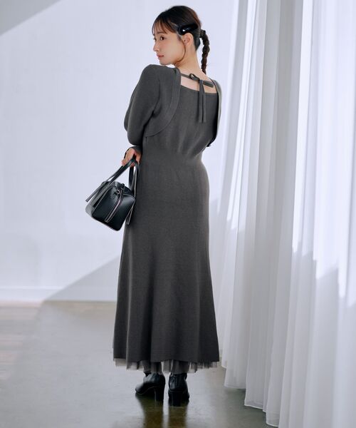 セール】バックボレロナローニットワンピース 【低身長・小柄女性