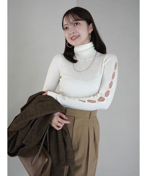 セール】スラッシュリブニットトップス（ニット/セーター）｜anuans