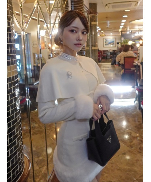 ビジューケープニットミニワンピース（ワンピース）｜Darich