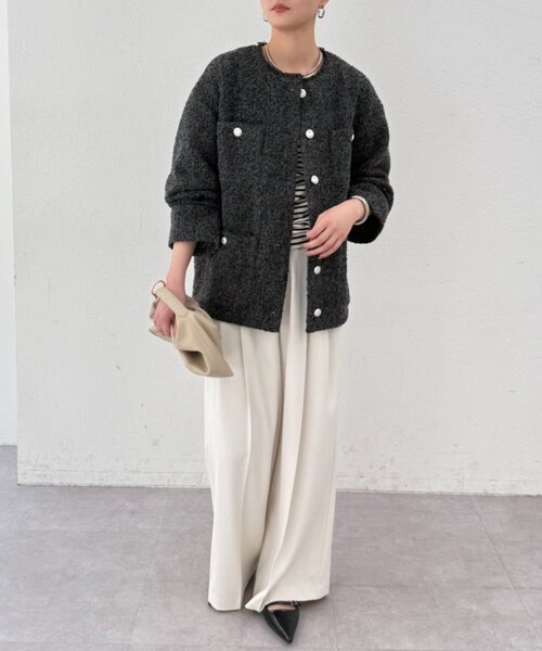 セール】ツイードジャケット（ノーカラージャケット）｜LOUNGEDRESS