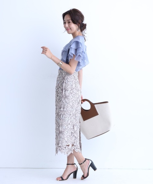 JUSGLITTY（ジャスグリッティー）の「NEW配色レースタイトスカート