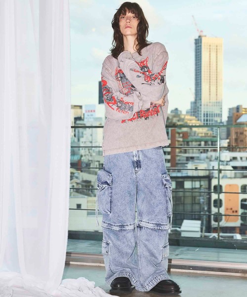 UNISEX》Big Pocket 2WAY Baggy Denim Cargo Pants/ビッグポケット2WAY