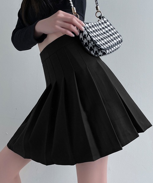 セール】【新サイズ追加】ボックスプリーツスカート ミニスカート黒