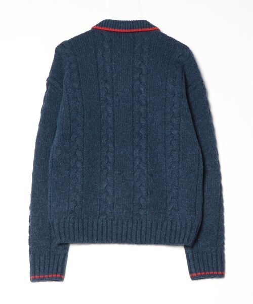 セール】ケーブルニット ポロカラー レター セーター（ニット/セーター
