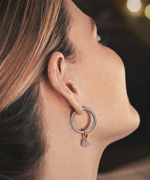 Pandora Moments チャーム シルバー フープ ピアス（ピアス（両耳用