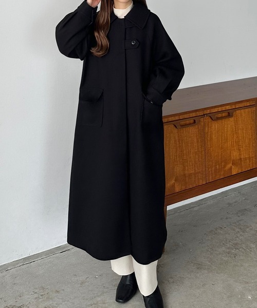 セール】ステンカラーボリュームスリーブロングコート（ステンカラー