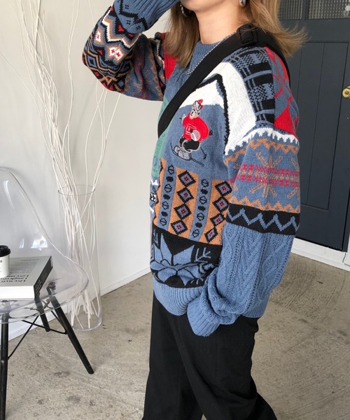 SHEENA（シーナ）の「くま刺しゅうノルディック柄ニット（ニット