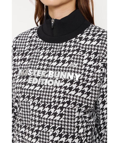 マスターバニー14G 天竺度詰めジャガード千鳥柄ブルゾン黒×白サイズ1