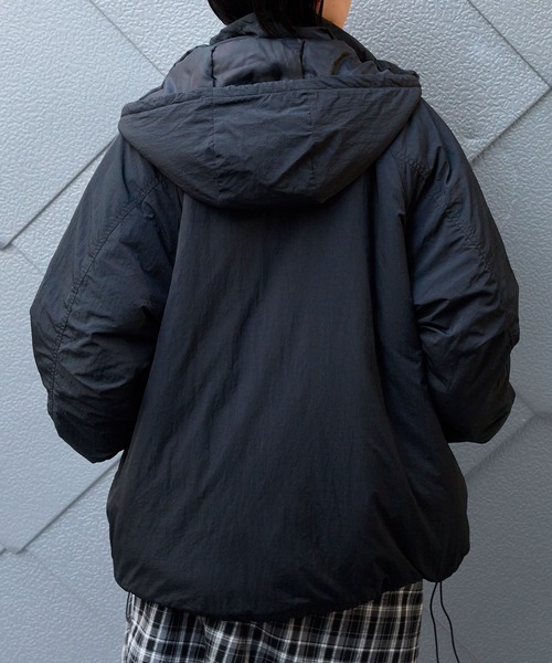 2WAY 撥水ナイロン ビッグシルエット ミリタリーショート中綿
