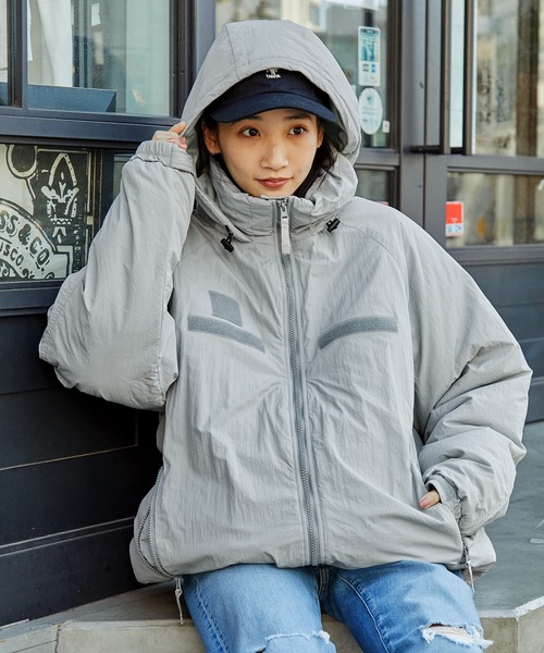 2WAY 撥水ナイロン ビッグシルエット ミリタリーショート中綿