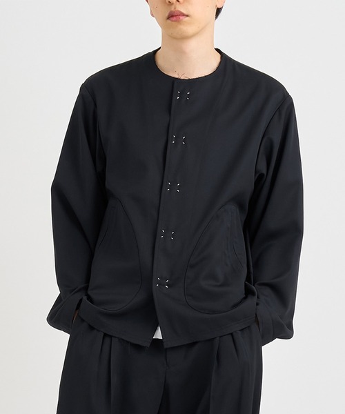 KHOKI / コッキ】No-collar wool gabardine jacket（ノーカラー