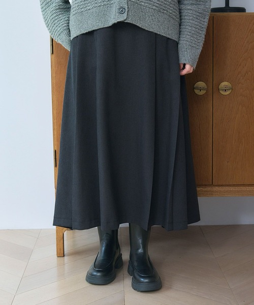 セール】ベルト付きタックプリーツスカート[プチ・トールサイズあり