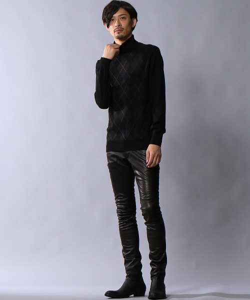 セール】ゴートレザースリムストレートストレッチパンツ（その他パンツ