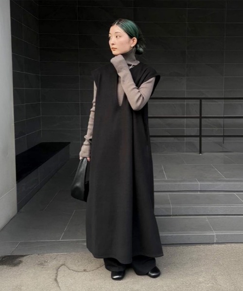 セール】キーネックロングベストワンピース（ワンピース）｜select