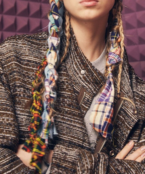 セール】《UNISEX》Mall Tweed Jacquard Dress-Over Short Mods Coat