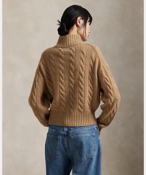 ケーブル ウールカシミヤ ハーフジップ セーター（ニット/セーター
