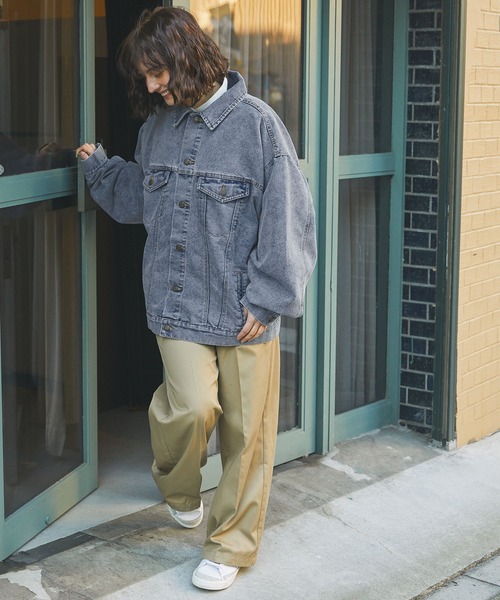 ビッグシルエットシンチバックデザインデニムジャケット（デニム