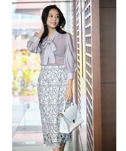 JUSGLITTY（ジャスグリッティー）の「配色レースタイトスカート