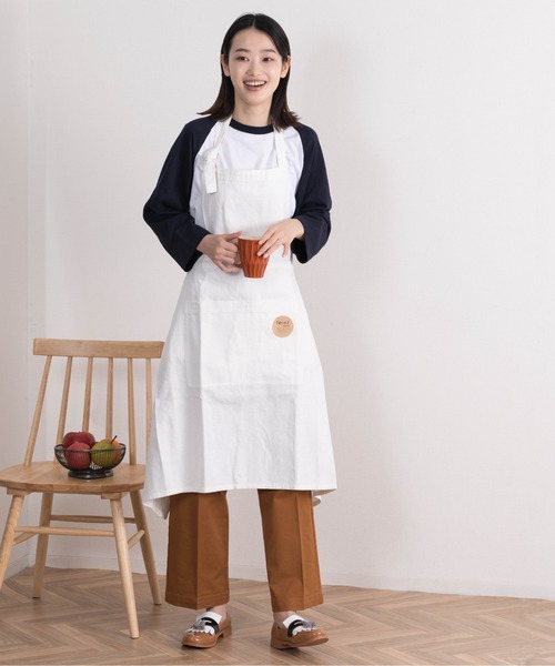 セール】teint / テイント コットンリネン デニム カフェ エプロン TE