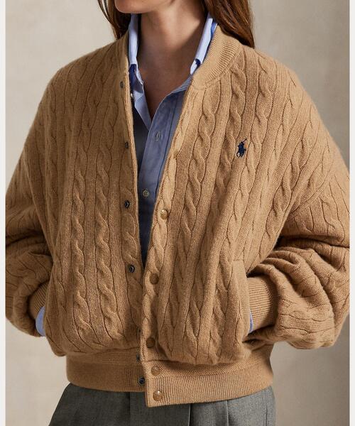 ケーブルニット ウールカシミヤ ボンバー ジャケット（ブルゾン
