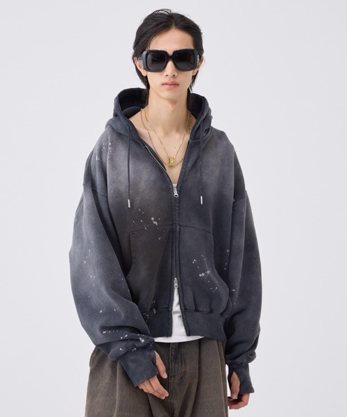 Heavy weight double zip-up hoodie（decadent paint) /ヘビーウェイト