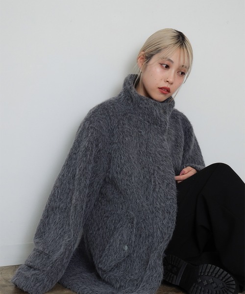 セール】シャギースタンド カラー ハーフ コート（ステンカラーコート