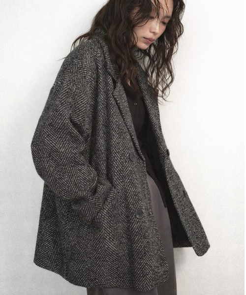 セール】ヘリンボーンオーバージャケット（テーラードジャケット