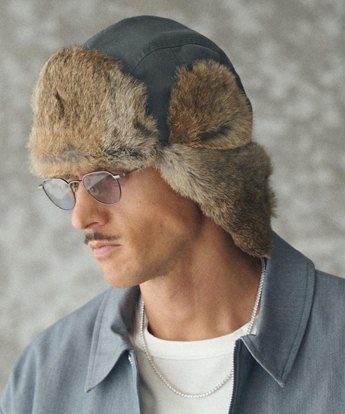 mko13192- Rabbit Fur Flight Cap フライトキャップ(TRM25-G007A