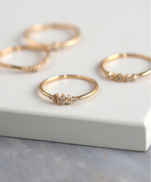 ローレル7粒リング13号 シエナロゼk10ダイヤモンド