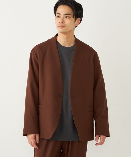 SHIPS Colors:〈手洗い可能〉TR ノーカラー ジャケット(セットアップ